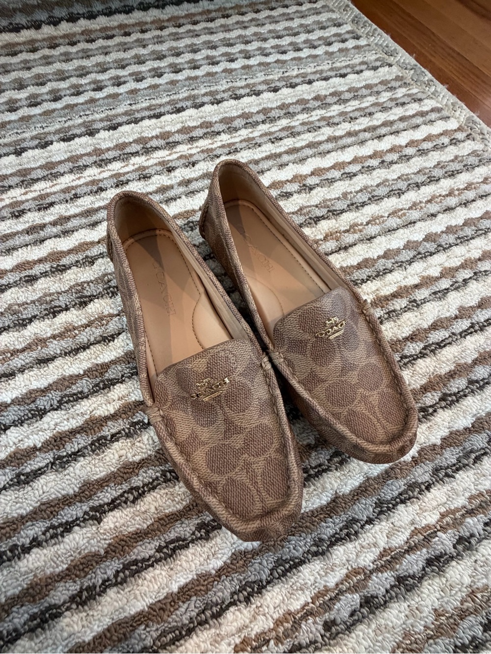 Coach Brown Signature Canvas Penny Loafers